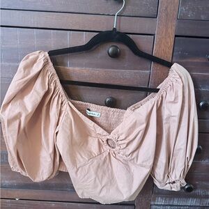 Abercrombie & Fitch Puff Sleeve Crop Top - Brown